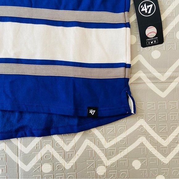 Vintage Retro 47 Brand LA Dodgers varsity baseball jersey jacket laced hoodie - Picture 5 of 8